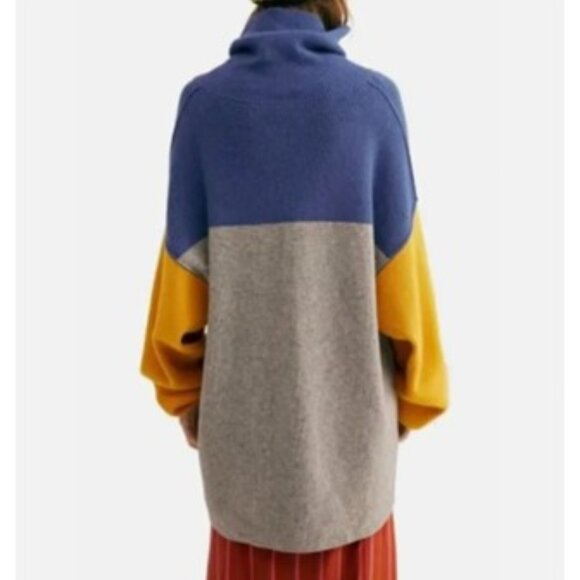 NWT-Free People Softly Structured Color Block Sweater - M - Picture 7 of 13